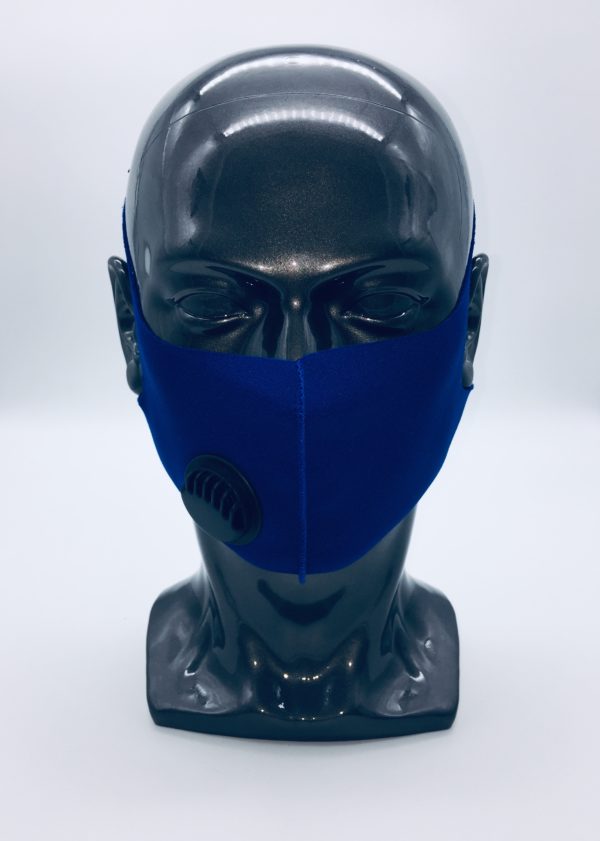 blue mask with breathing valve