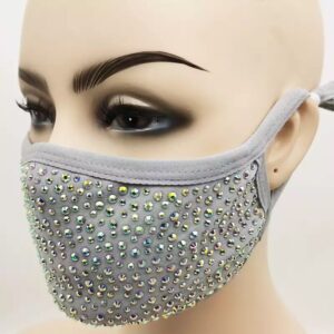 grey + AB rhinestone mask