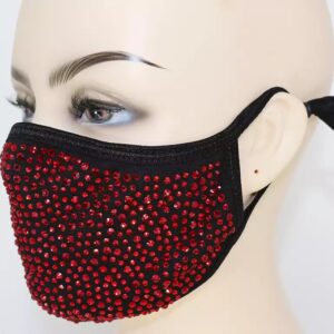 black+ red rhinestone mask