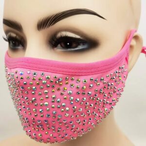 hot pink + AB rhinestone mask