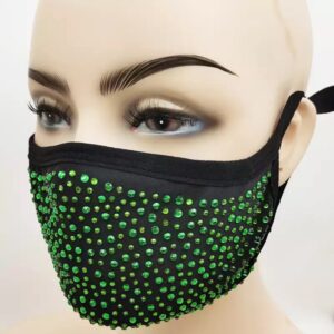 green rhinestone mask