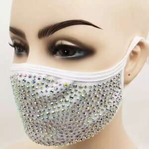 white + AB rhinestone mask