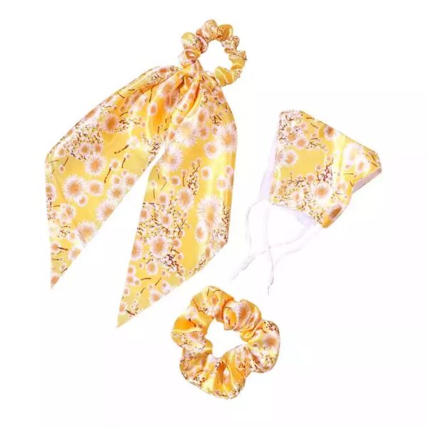 silk yellow floral design mask - Image 3