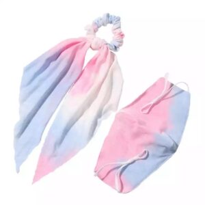 tie dye mask and hair scrunchies