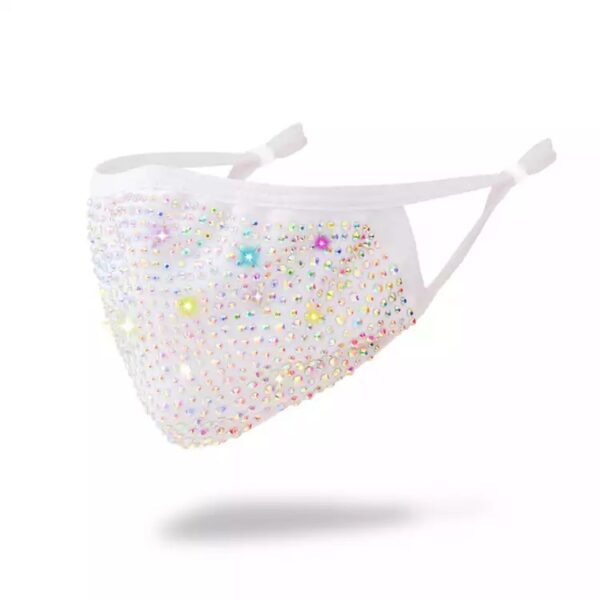 white + AB rhinestone mask - Image 4