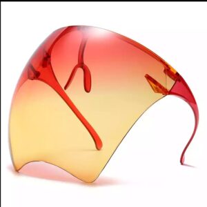 orange and red face shield