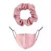 pink silk and scrunchie mask set - Image 2
