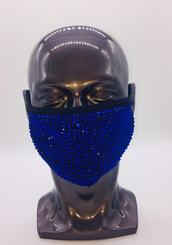 black + blue rhinestone mask - Image 4