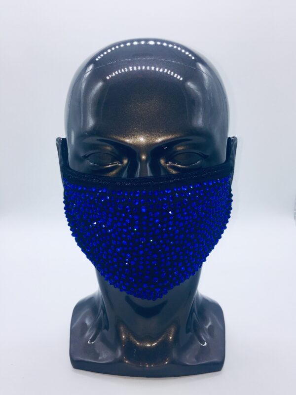 black + blue rhinestone mask