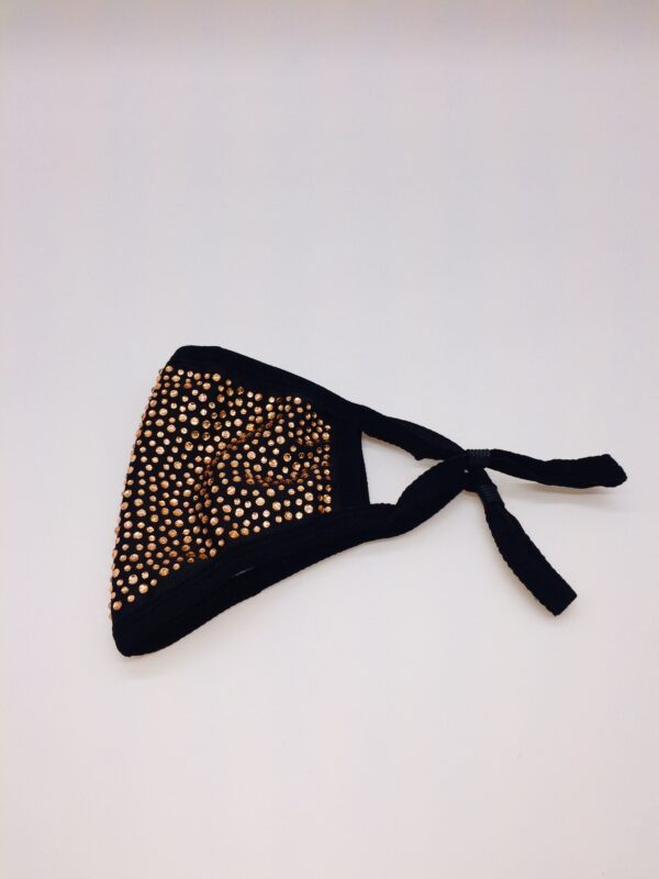 black + champagne rhinestone mask - Image 5