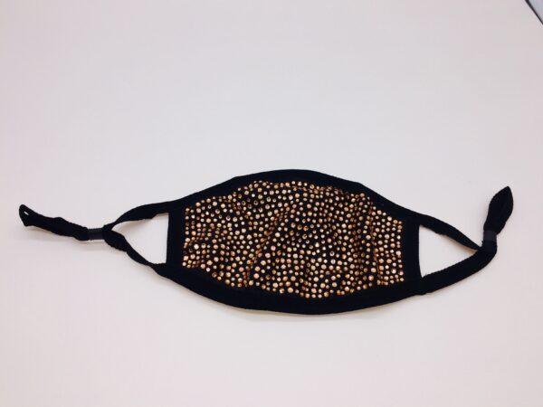 black + champagne rhinestone mask - Image 3
