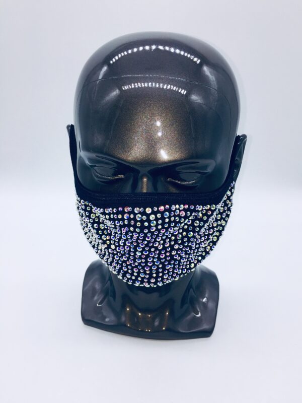 black + AB rhinestone mask