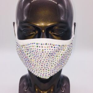 white + AB rhinestone mask