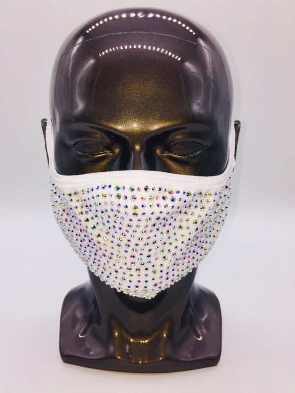 white + AB rhinestone mask
