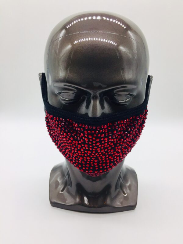 black+ red rhinestone mask