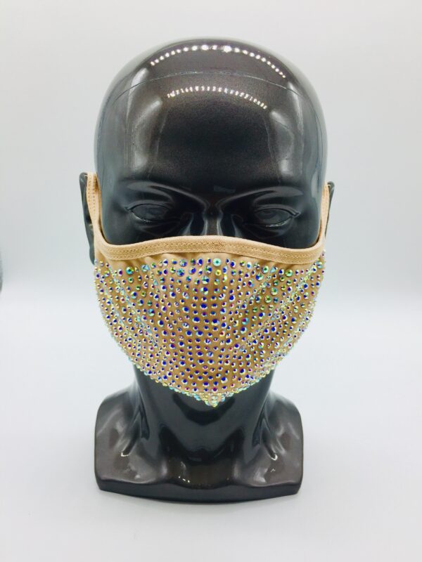 beige + AB rhinestone mask