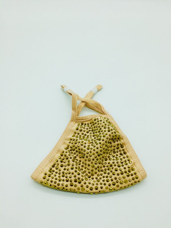 beige + gold rhinestone mask - Image 2