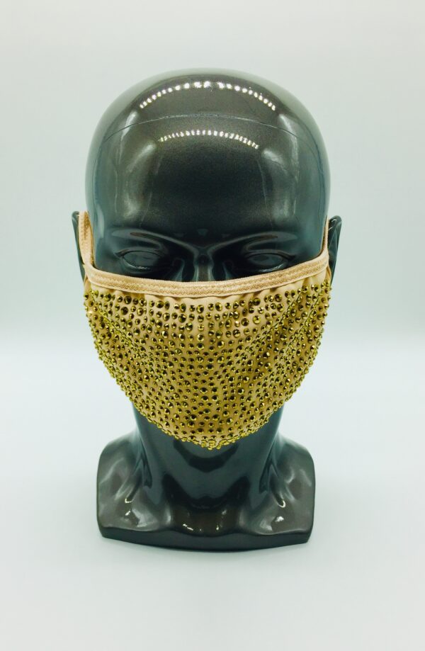 beige + gold rhinestone mask - Image 3