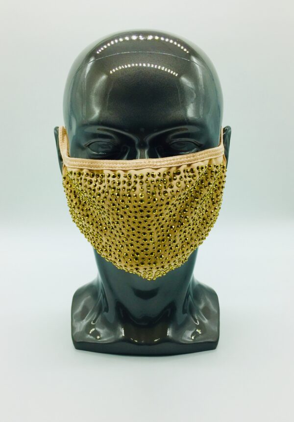 beige + gold rhinestone mask - Image 5