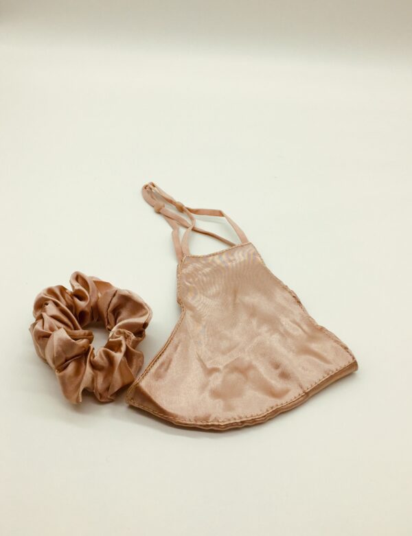 rose gold silk and scrunchie mask set - Image 5