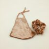 rose gold silk and scrunchie mask set - Image 3