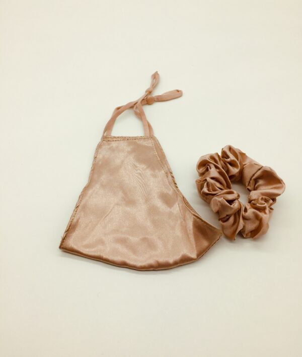rose gold silk and scrunchie mask set - Image 3