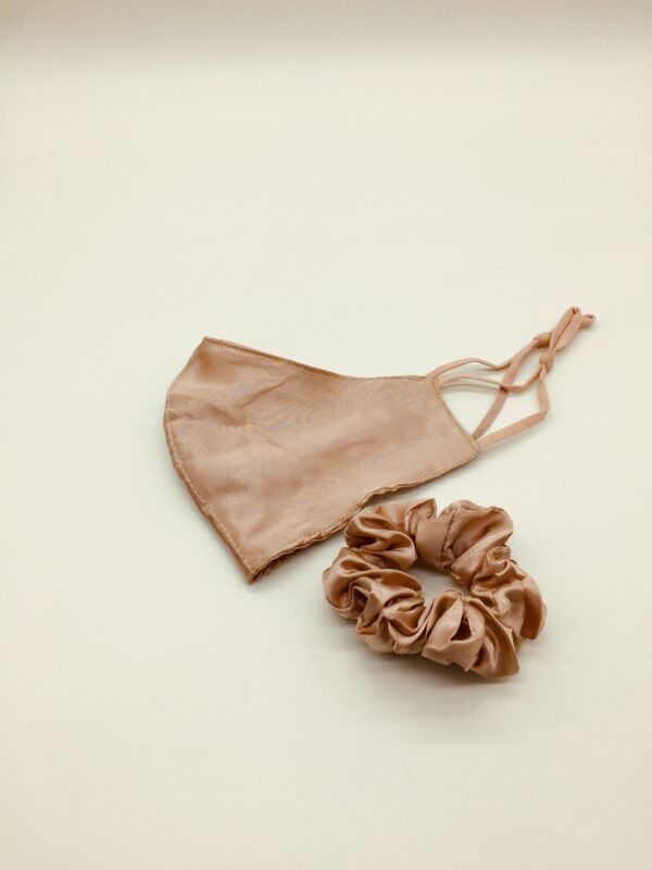 rose gold silk and scrunchie mask set - Image 2