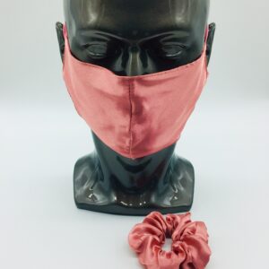 pink silk and scrunchie mask set