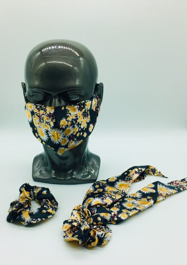 silk black floral design mask - Image 3