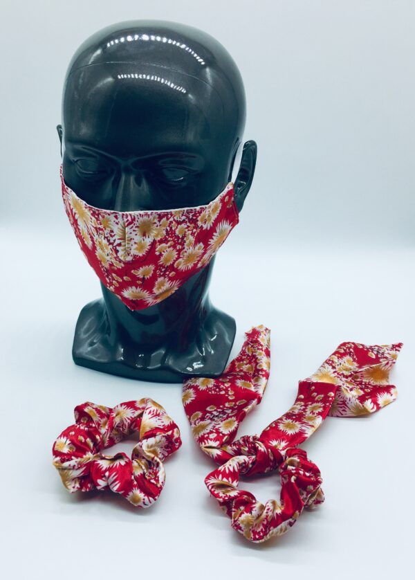 red silk 3 piece mask set - Image 2
