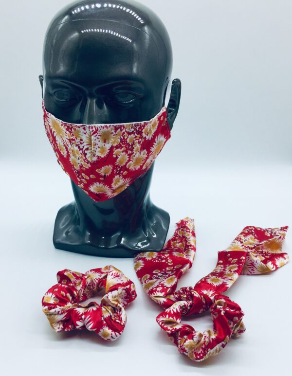 red silk 3 piece mask set