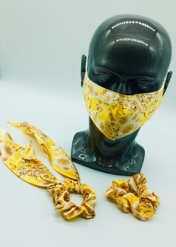 silk yellow floral design mask - Image 4
