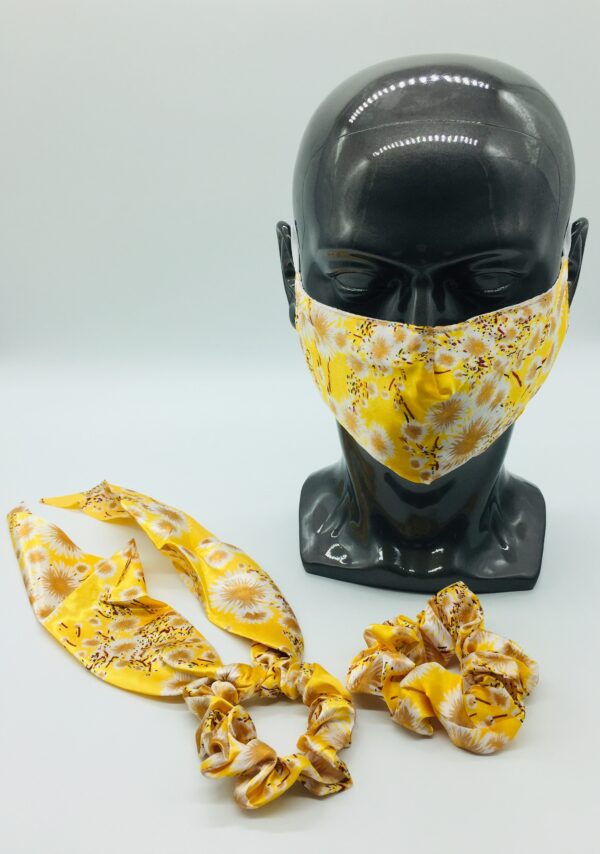silk yellow floral design mask