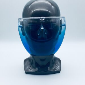 clear and blue face shield