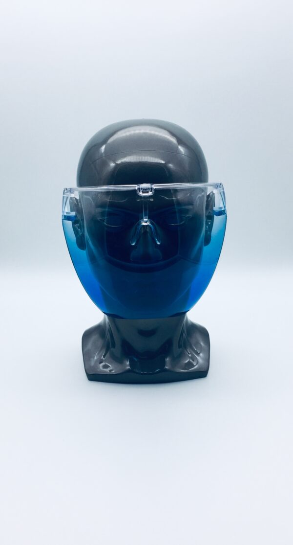 clear and blue face shield