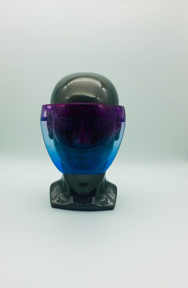 purple and blue face shield