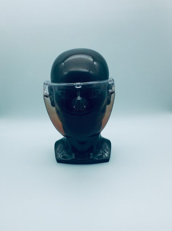 clear and brown face shield
